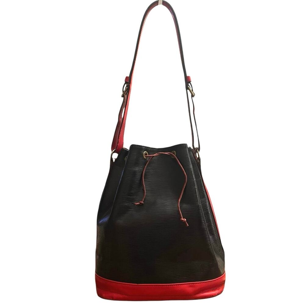 Louis Vuitton Vintage Noe Bucket Bag Black Red Epi Leather 1995 Large Shoulder - Picture 8 of 16